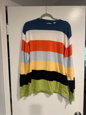 Alex Cannon Women's Striped Multicolor Lightweight 100% Cotton Sweater Large
